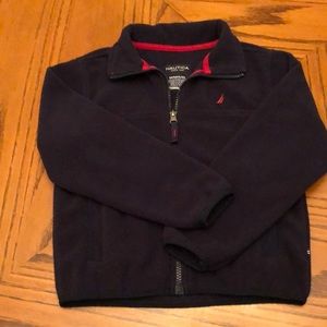 Nautica polar fleece jacket size M 5/6  blue and red gently used in good cond